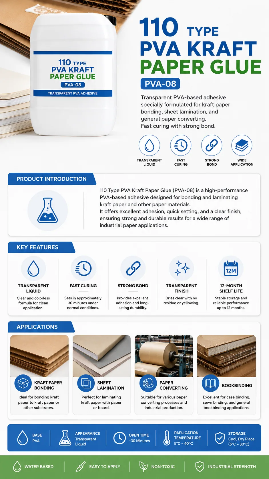 110 Type PVA Kraft Paper Glue